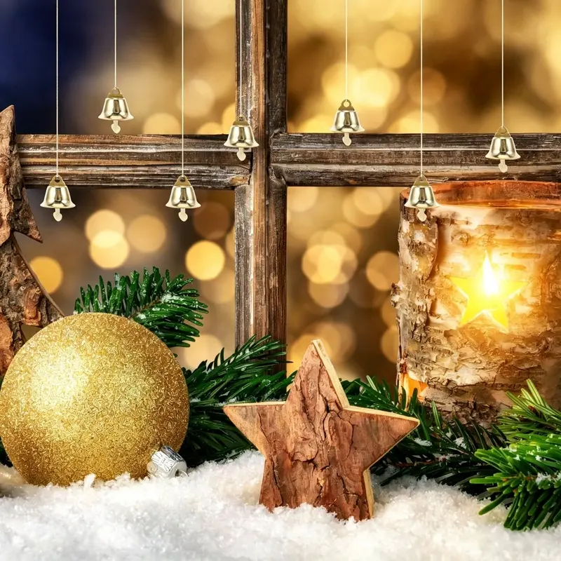 100pcs Christmas Tree Bells, Golden Jingle Bells, Rustic Craft Bells, Christmas Ornaments, Bell Charms, Doorbell Decorations