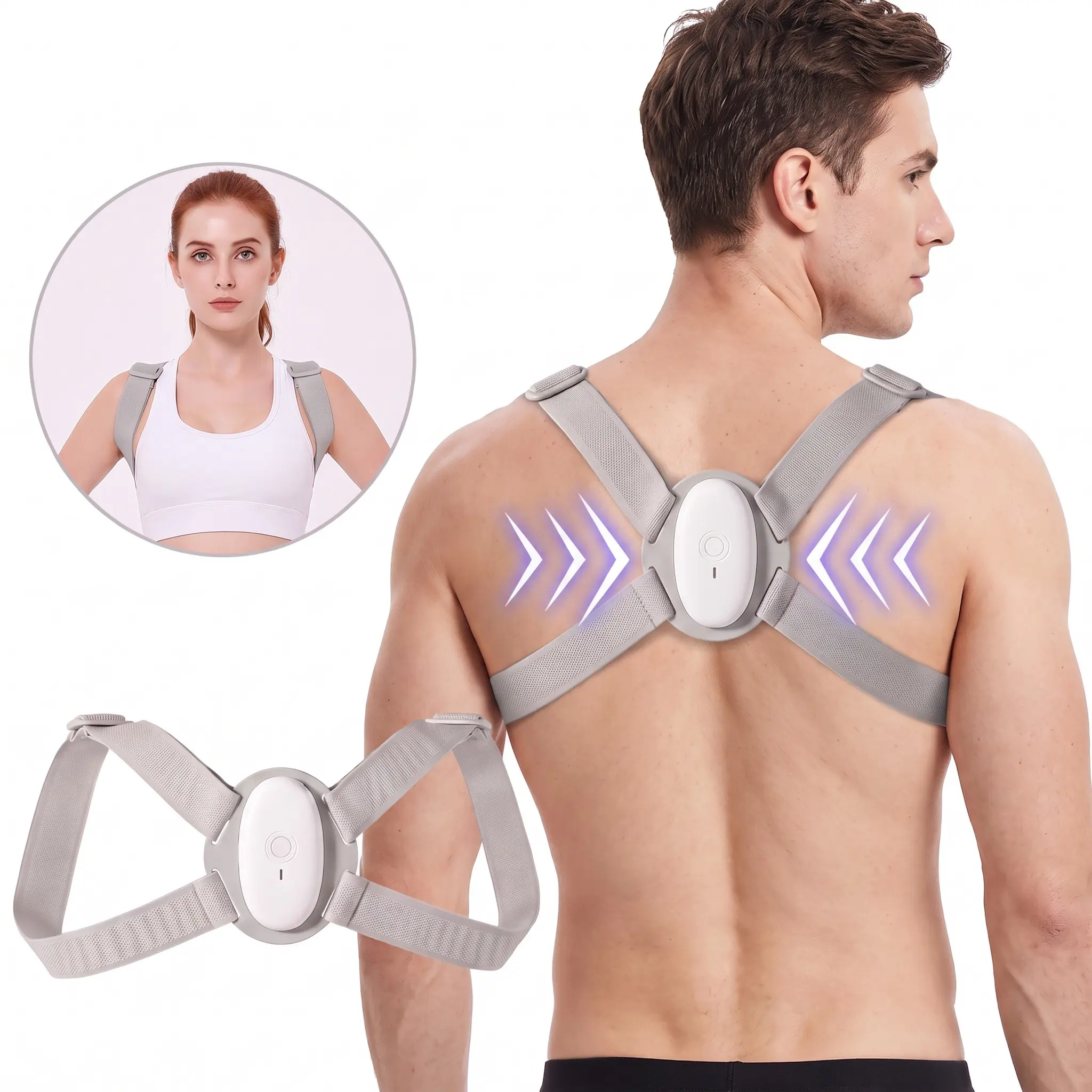 Smart Motion Sensing Posture Corrector Adult Invisible Back Support Belt Adjustable Sitting and Standing Posture Trainer Neck and Spine Support for Home Office Exercise