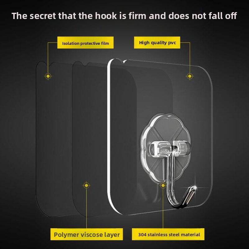 Hooks for Hanging Adhesive Wall Hook Heavy Duty Self Adhesive Utility Sticky Hooks for Keys Coat Towel Garage Bathroom Shower Outdoor Kitchen Door Waterproof Transparent 9 Pack