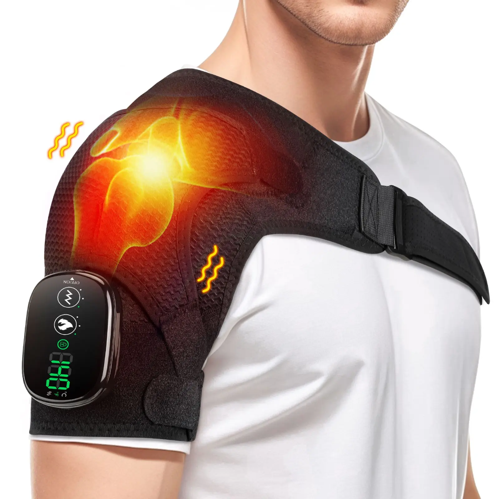 Cordless Shoulder Heating Pad with Massage, FSA Eligible Items List, Heated Shoulder Wrap Massager for Pain Relief Deep Tissue, Rotator Cuff Heating Pad, HSA Approved Products Only