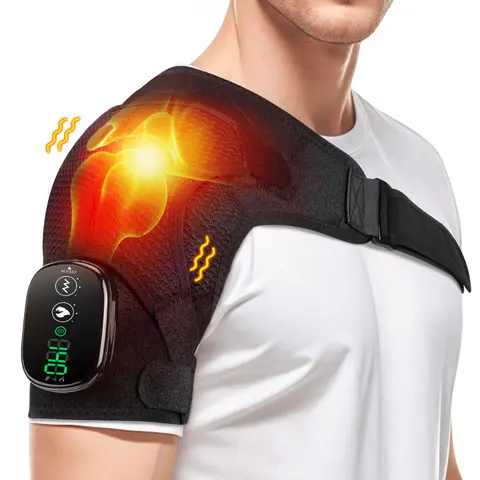 Cordless Shoulder Heating Pad with Massage, FSA Eligible Items List, Heated Shoulder Wrap Massager for Pain Relief Deep Tissue, Rotator Cuff Heating Pad, HSA Approved Products Only, Portable Heating Pad