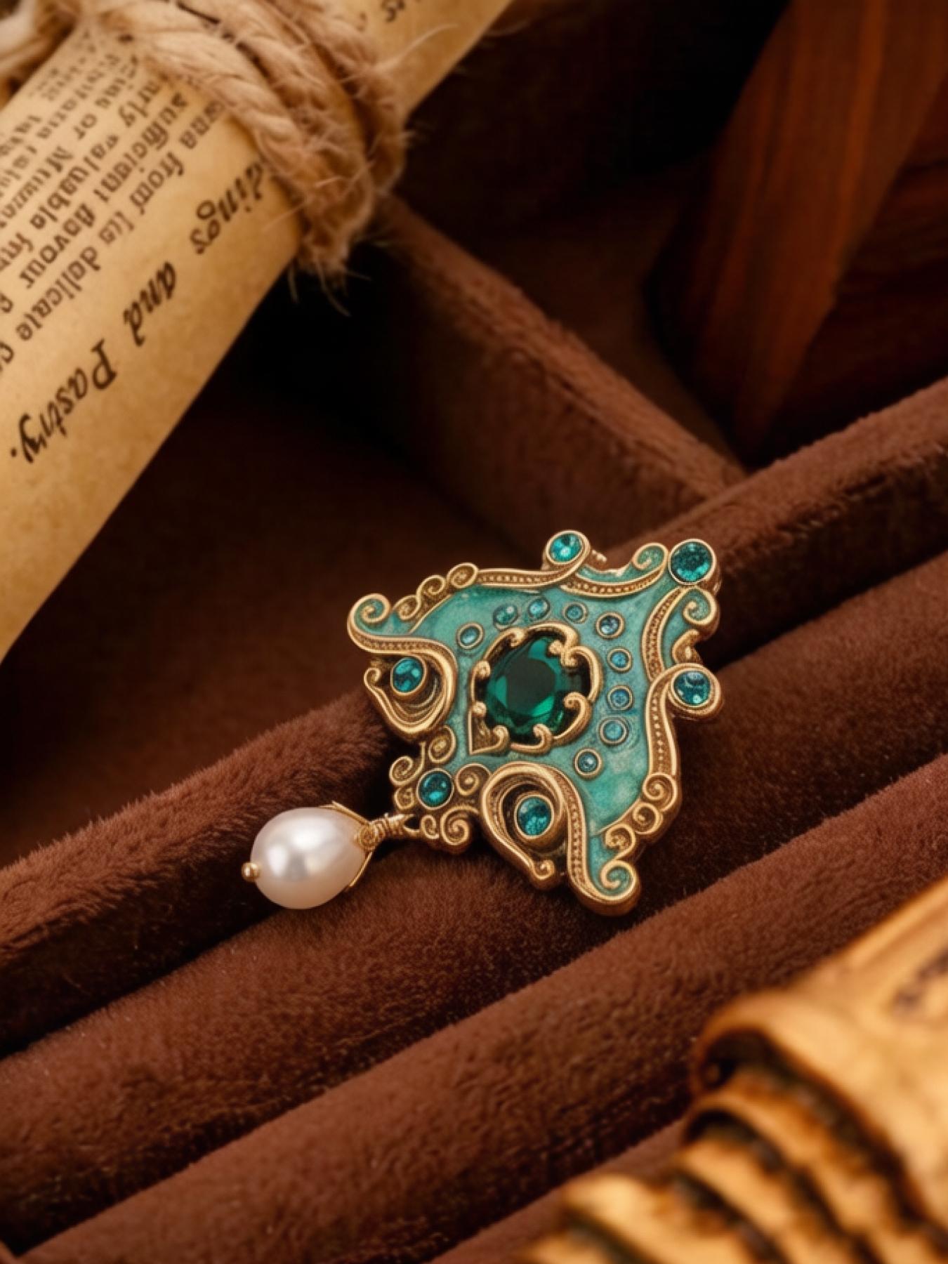 A stylish vintage brooch with royal elements, suitable for everyday wear, vacations, dates, and other occasions, and also a charming little gift.