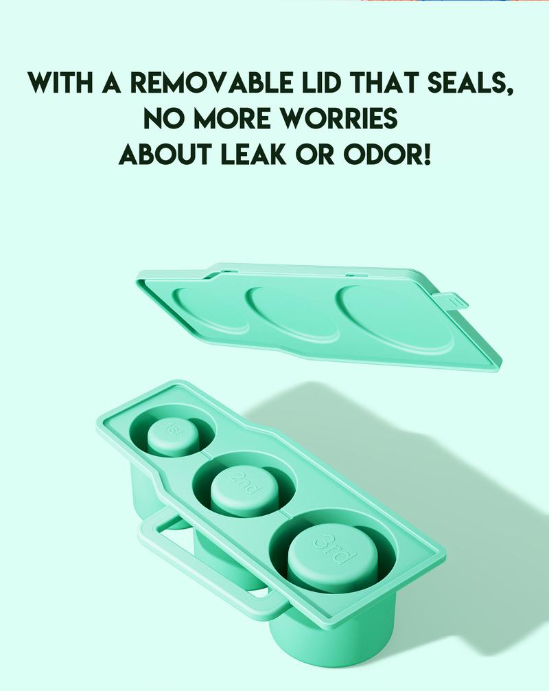 1 Pack Premium Silicone 3 Compartment Ice Cube Tray with Leak-Proof Lid - Car Handle Cup Shape for 30-50 Ounces, Reusable and Flexible Kitchen Ice Maker （BPA-Free) Home Bar Accessories Blue