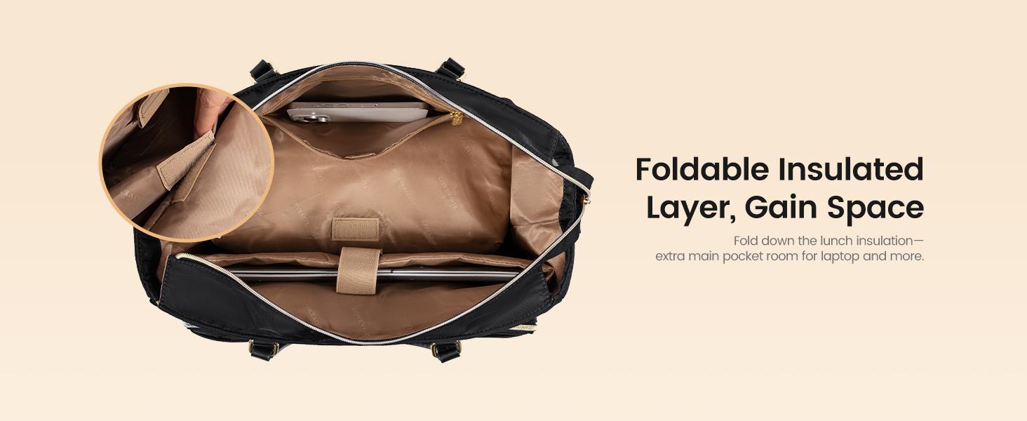 LOVEVOOK Lunch Tote Bag for Women,15.6 Inch&17.3 Inch Large Capacity Work Bag with Laptop Compartment, Teacher Tote Bag with Zipper, Handbag Insulated Bag Leakproof for Nurse, Office, College,SpringStatements