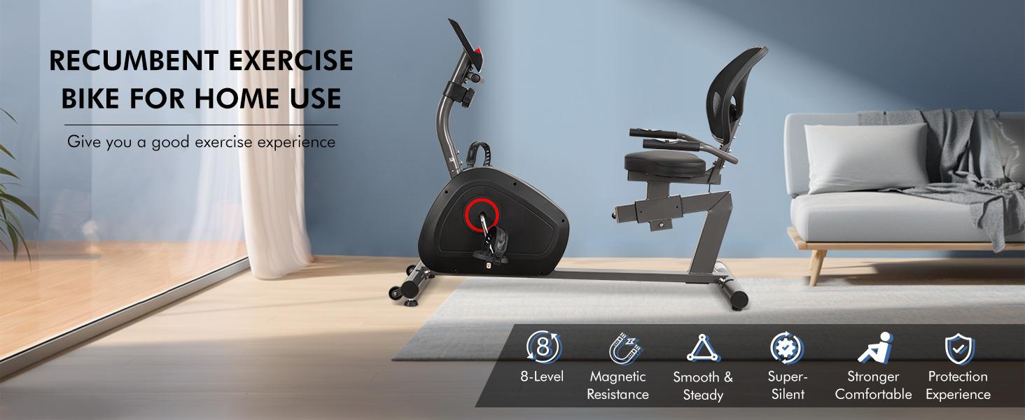 Recumbent Exercise Bike for Home Stationary Bike Sturdy Quiet 8 Levels Recumbent Bikes Large Comfortable Seat Heart Rate Handle & iPad Holder for Gym Seniors Adults Recumbent Exercise Bike for Home Stationary Bike Sturdy Quiet 8 Levels Recumbent Bikes Large Comfortable Seat Heart Rate Handle & iPad Holder for Gym Seniors Adults