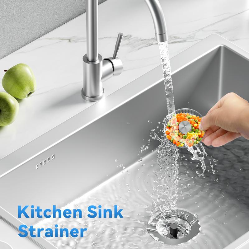 3-in-1 Kitchen Sink Drain Strainer,Stainless Steel Sink Plug, Deodorizing Anti-ClogBasket Strainer for US Standard 3-1/2 Inch Drains Home Goods stainless steel sink strainer stoppe 4 sus304 anti-clogging basket anti-clog