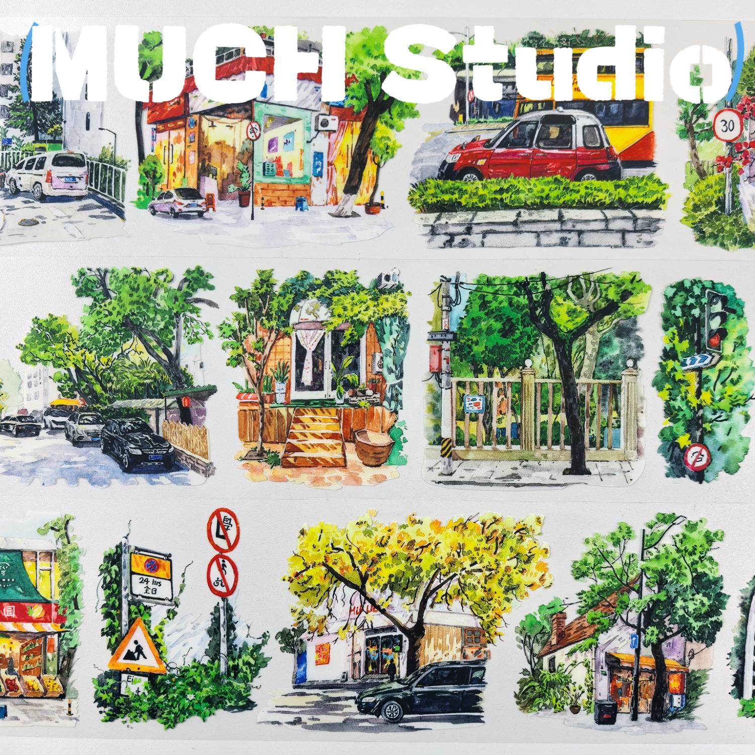 1pc (7*100cm), Original New Product, Sticker Recording the Scenery of a City Corner, High-end Craftsmanship PET Tape, Exquisite Pattern, Versatile and Practical, Suitable for Scrapbooking, Decorating Journals, Notebooks, Greeting Cards, Photo Frames and M