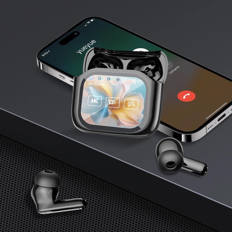 Bluetooth 5.4 Earbuds with Smart Touch Screen Case, LED Display Waterproof Wireless Earphones, Suitable for Office, Sports, Study and Audio Calls, Built-in Microphone Noise Cancelling Earphones