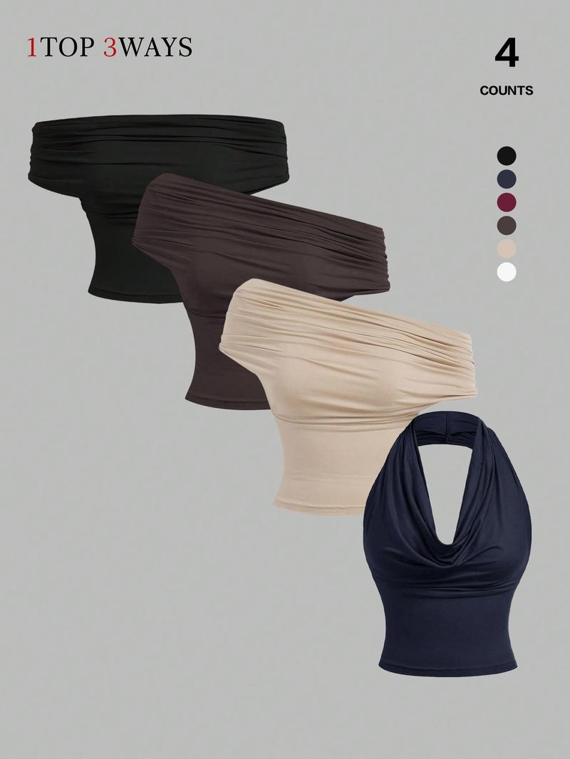 2026 Women's Elegant Solid Color Versatile Halter Neck Top, Stylish & Comfortable Design, Perfect for Casual Wear, Ideal for Everyday Use