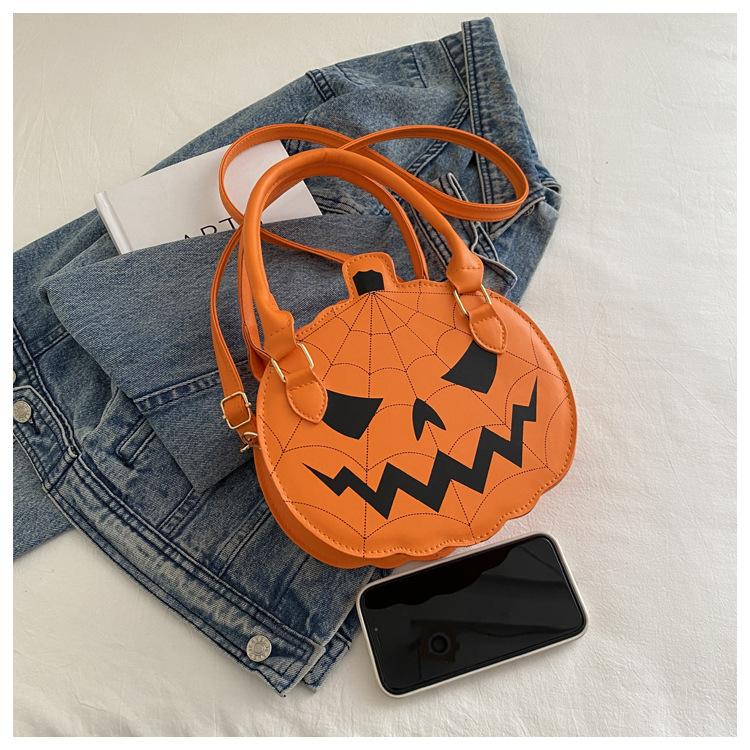 2026 New Halloween Pumpkin Bag, Contrast Color Simple Handbag, Funny Novelty Shoulder & Crossbody Bag for Women