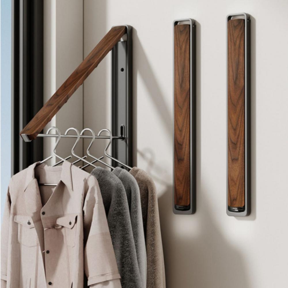 Wall-Mounted Clothes Rack, Space Aluminum Material, Foldable Design, Indoor Balcony Use, Invisible Bedding Hanger, Window Hanging Hook, Garment Rack, Wall Drying Rack