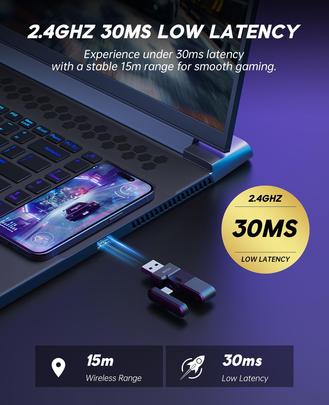 2.4GHz Wireless Gaming Headset, USB & Type-C, 30ms Low Latency, Over Ear Wired&Bluetooth Gaming Headset with Microphone for PC/PS4/PS5/Switch/Mobile/Mac, 80Hrs Playtime, RGB, Computer Headset