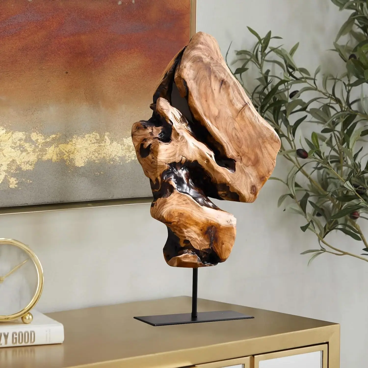 Irregular Cedar Wood Sculpture 8.75" W x 1.75" D x 17.75" H Natural Edge Tabletop Statues, Handmade Ornaments, Décor for Living Room, Home Office, Bedroom