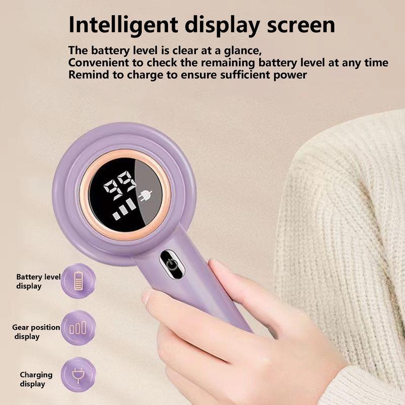 6-Pack Replaceable Blades Fabric Shaver, Rechargeable Portable Lint Remover with LED Display, Removes Pilling From Clothes, Furniture, and Blankets
