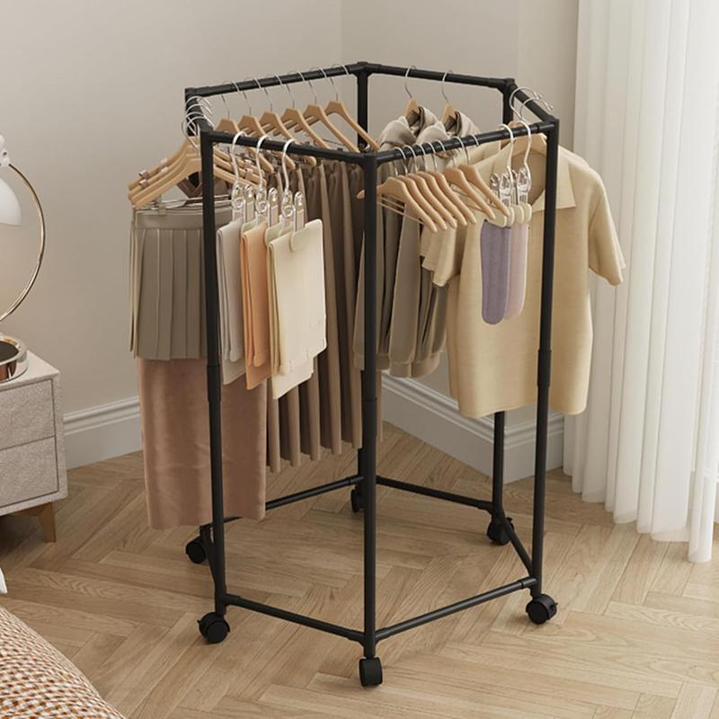 Laundry Rack Hexagonal Drying Stand for Clothes Space Saving Hanger with Multi Level Design for Bedroom Dorm Balcony Outdoor Indoor Use Metal Foldable Storage Garment Rack Hanging Clothes