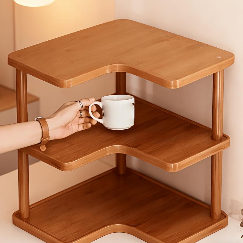 Modern-style multi-layer storage rack, no installation required and space-saving, L-shaped stable design suitable for kitchen, bedroom, study countertops, a magic tool for corner organization, multi-functional shelf, corner rack