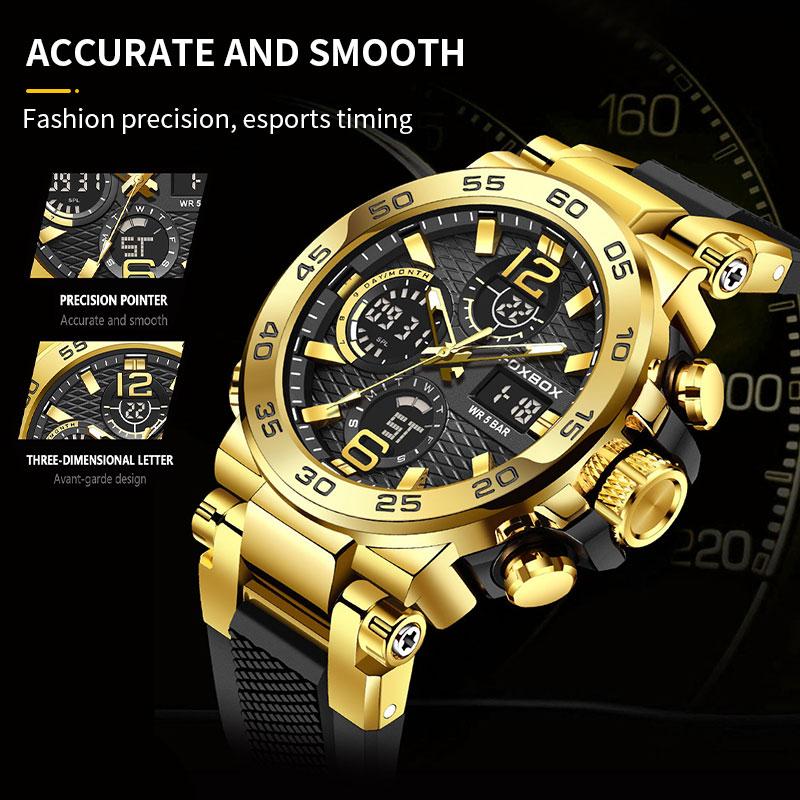 FoxBox Large Disc Silicone Strap Electronic Time Scale Design Luminous Pointer Round Fashion Luxury Waterproof Wear Quartz watch gift Springtok reloj FoxBox Large Disc Silicone Strap Electronic Time Scale Design Luminous Pointer Round Fashion Luxury Waterproof Wear Quartz watch gift Springtok reloj