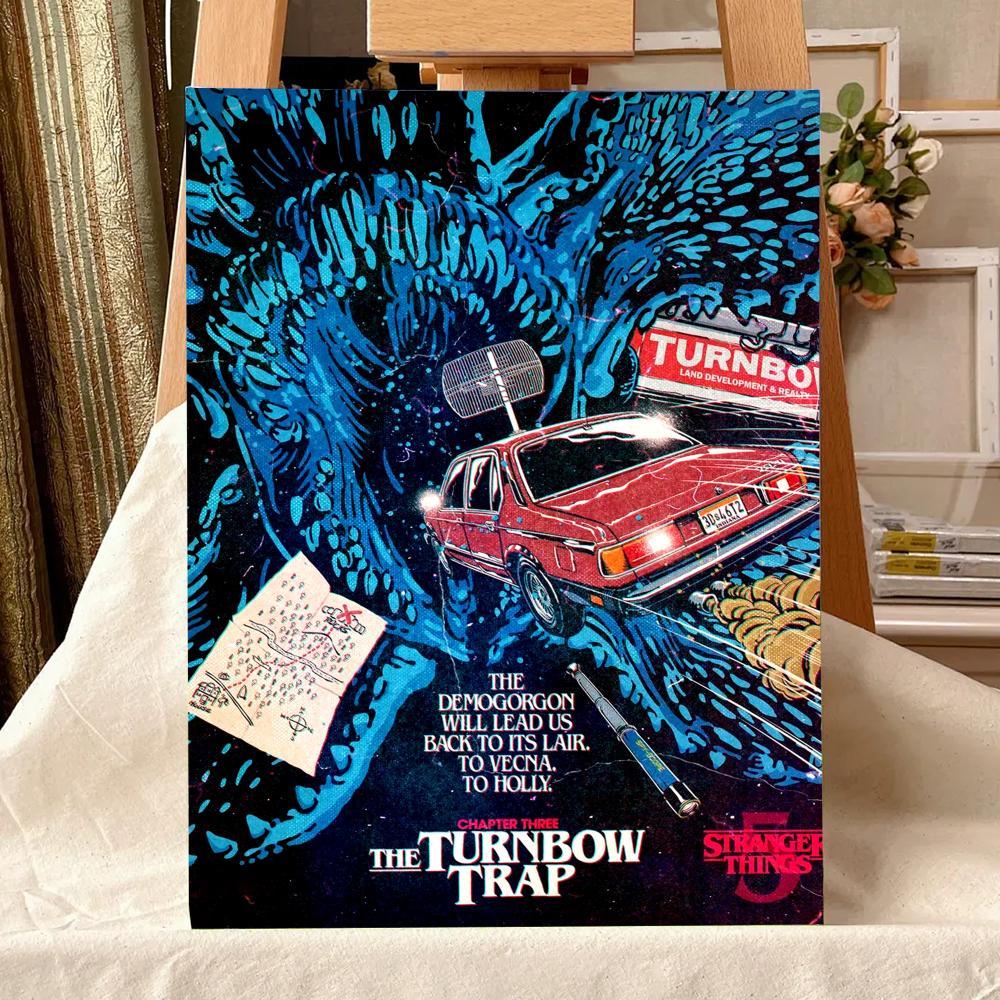 TV Series S-Stranger T-Things Painting Calligraphy Waterproof Scratch-Resistant Canvas Wall Art – Premium Oil Painting Style HD Print | Modern Aesthetic Home Decor for Living Room, Bedroom, Kitchen & Café | Perfect Holiday, Housewarming & Party Gift