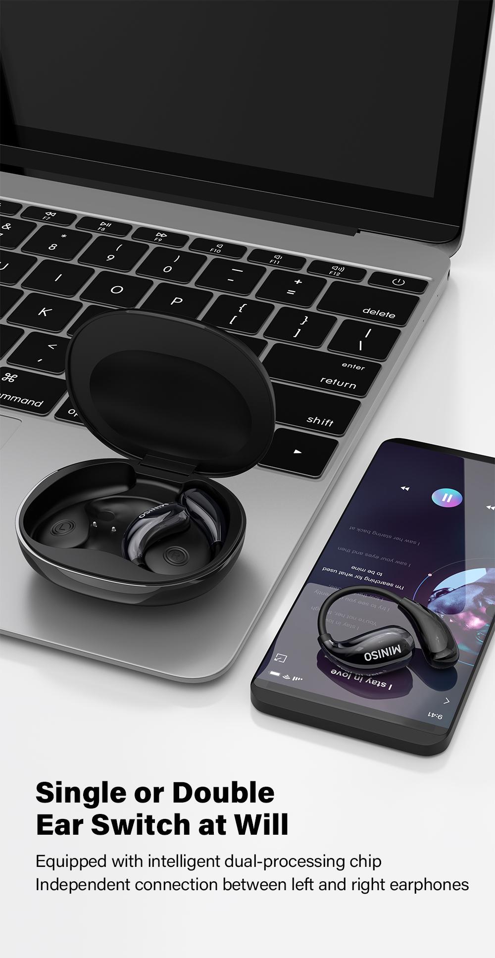 MINISO MS189 Wireless Earphones,Stereo HIFI Sound Earphones,Full Color Display Touch,Up to 48 Hours Power ,Ultra-Comfort Wireless Headphones,For Gym Running Workout