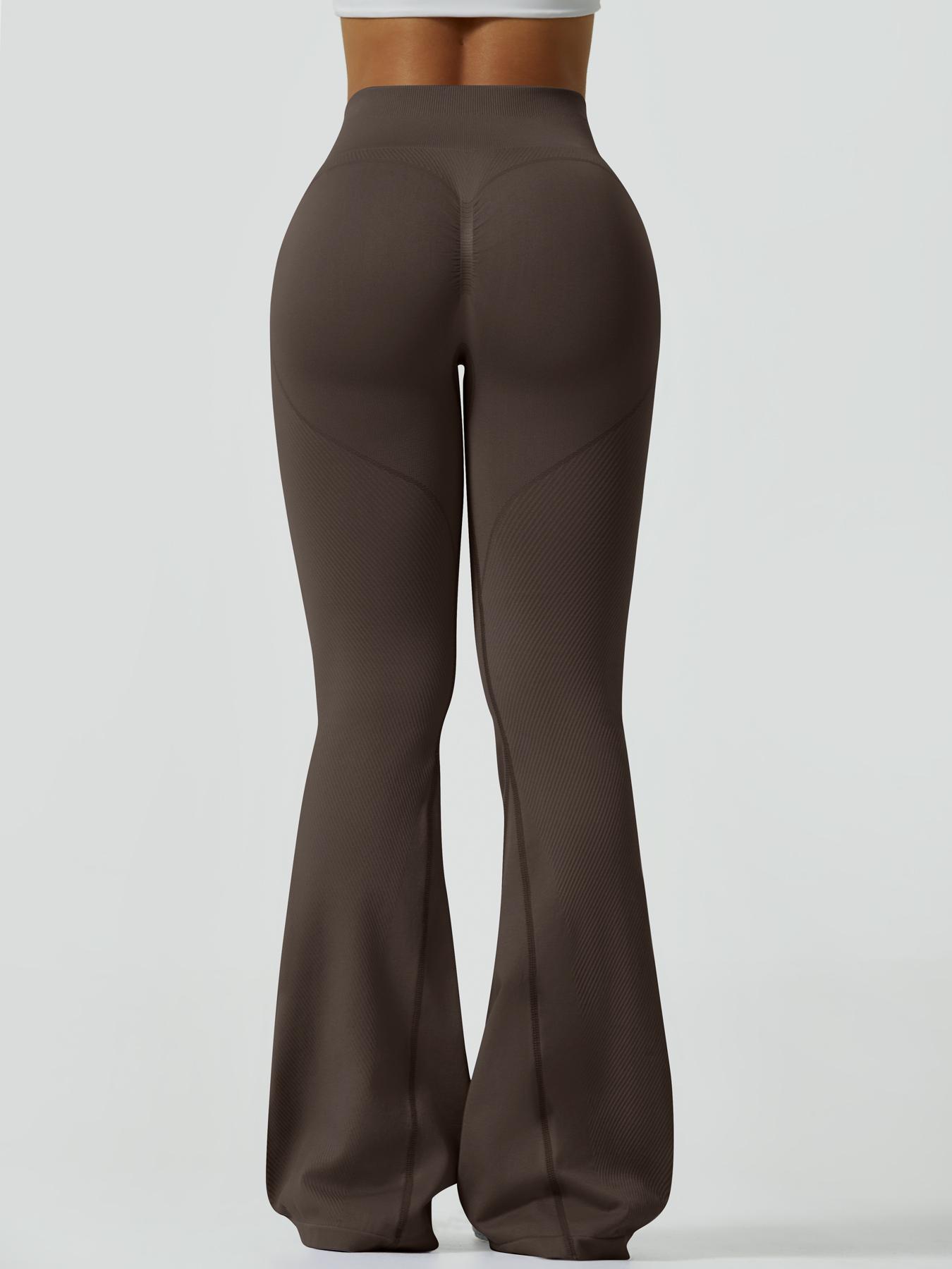 Women's Solid Color Flare Leg Sports Leggings, Comfy Breathable High Waist Bell Bottom Yoga Leggings, Ladies Sportswear for Indoor Outdoor Wear, Flared Yoga Bottoms