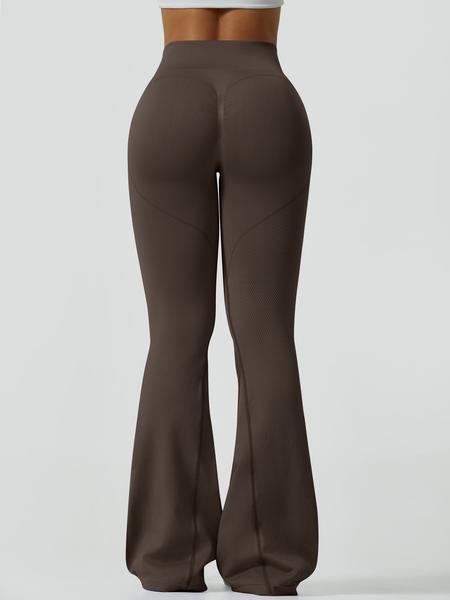 Women's Solid Color Flare Leg Sports Leggings, Comfy Breathable High Waist Bell Bottom Yoga Leggings, Ladies Sportswear for Indoor Outdoor Wear, Flared Yoga Bottoms