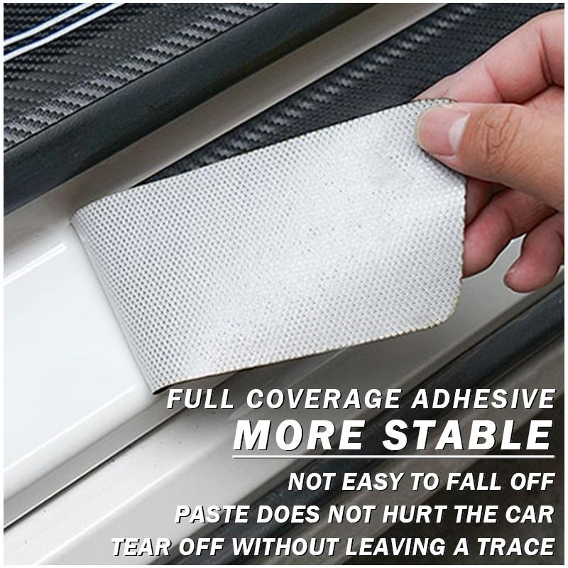 5Pcs/Set Car Badge Logo Universal Door Sill Sticker Trunk Guard Sticker Decorative Anti-Kick Anti-Scratch 3D Carbon Fiber Protective Film Car Accessories Suitable for Ford Focus 2 3 4 MK2 MK3 MK4 ST F150 Mondeo Fiesta Fusion Ranger Mustang Shelby Kuga Edg