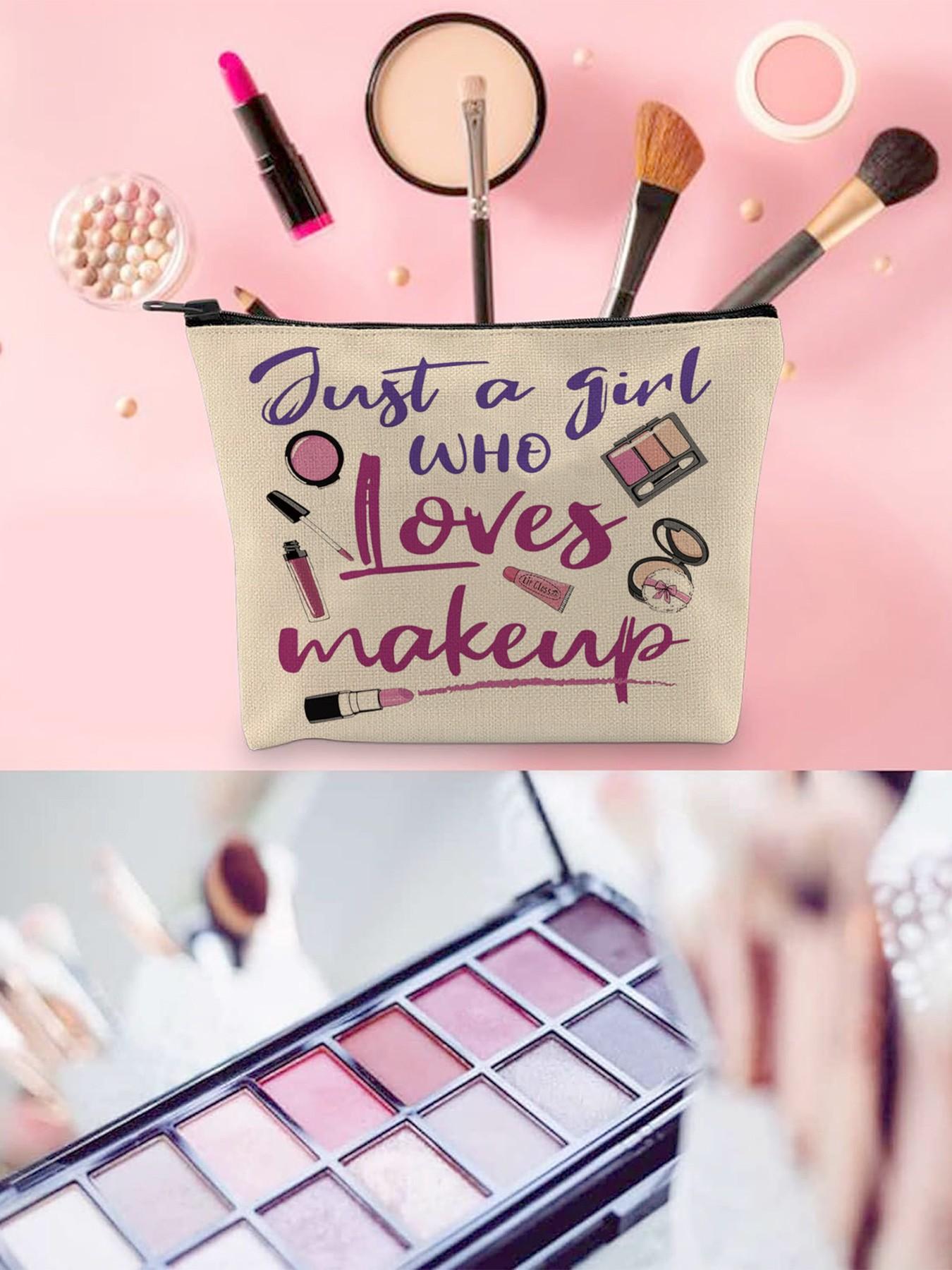 Makeup Bag Organizer for Cosmetics Brushes Beauty Essentials, Ideal Gift for Makeup Lovers, Casual Style All Season Use