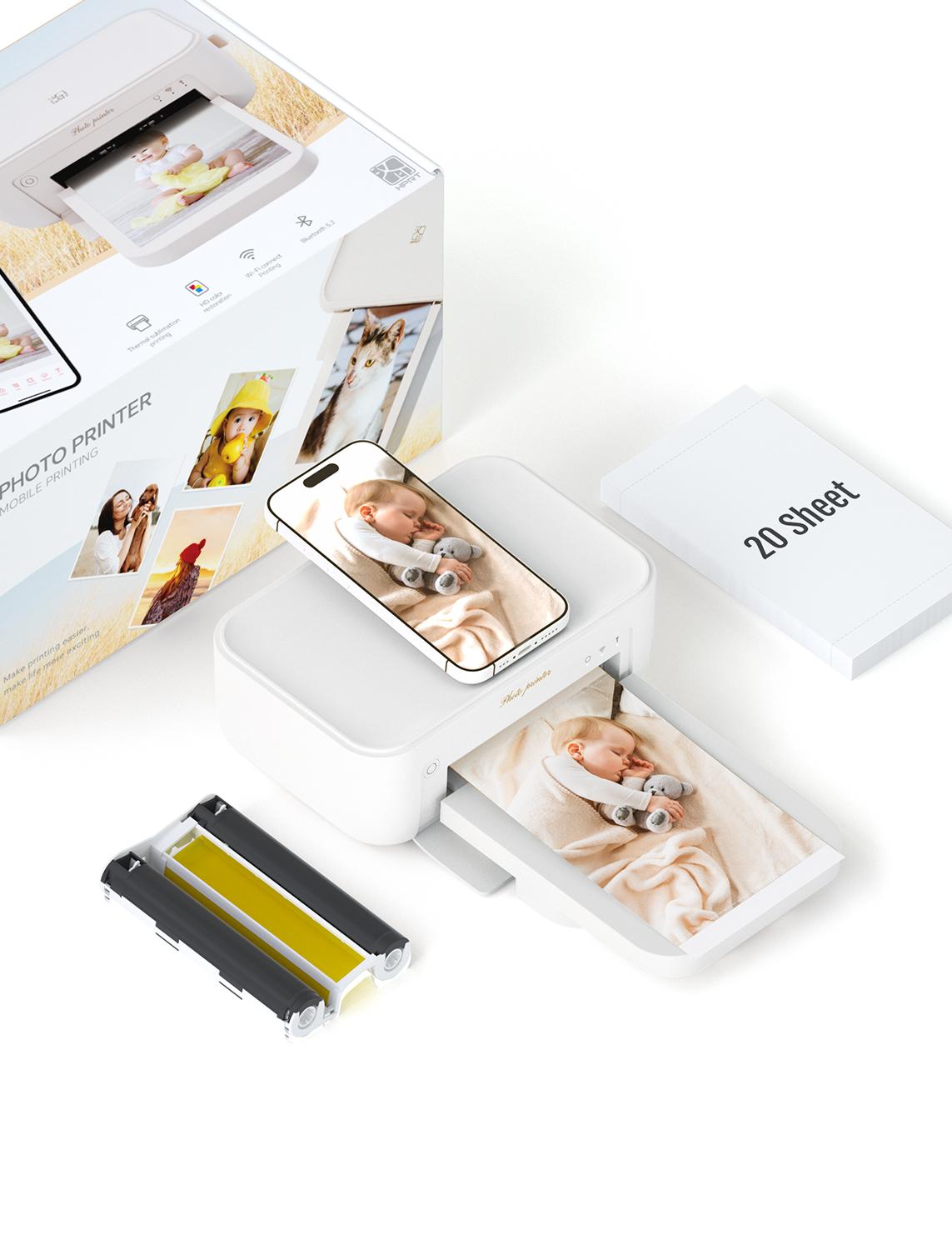 4x6 Desktop Wi-Fi Photo Printer, Dye Sublimation Home Picture Printer, Wireless Color Photo Printing for iPhone & Android, Family Album Ideal Gift for Mom Birthday