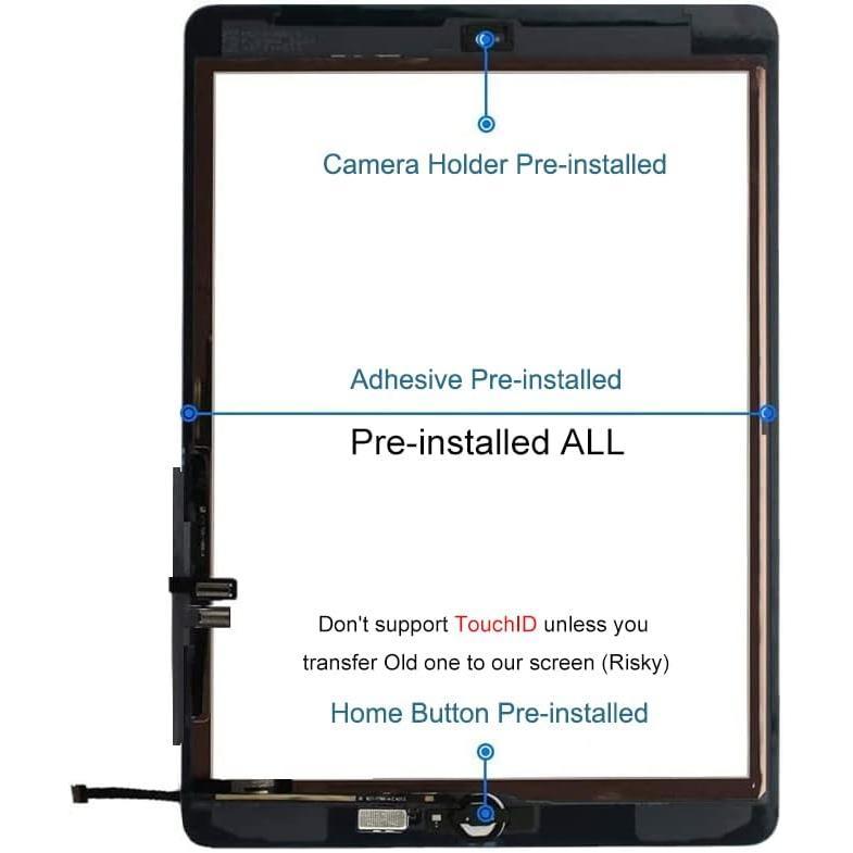 for iPad 7/8 (7th 8th Gen) Screen Replacement Digitizer  Glass 10.2", for 7th 8th Generation A2197 A2198 A2200 A2270 A2428 A2429 A2430, Full Repair Kit+ Button[NO Fingerprint Reader] [NO LCD]