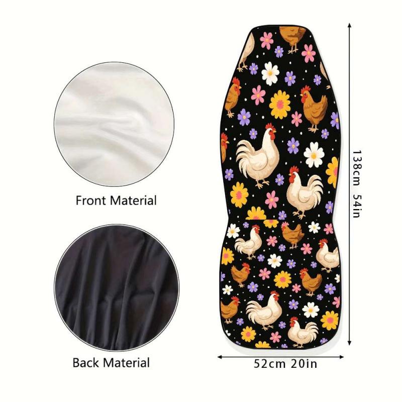 Two-piece colorful little chicken flower car seat covers, suitable for the front seats, with a high backrest design, high-quality fabric, compatible with sedans, SUVs and trucks, women's car accessories, Christmas Eve horror.