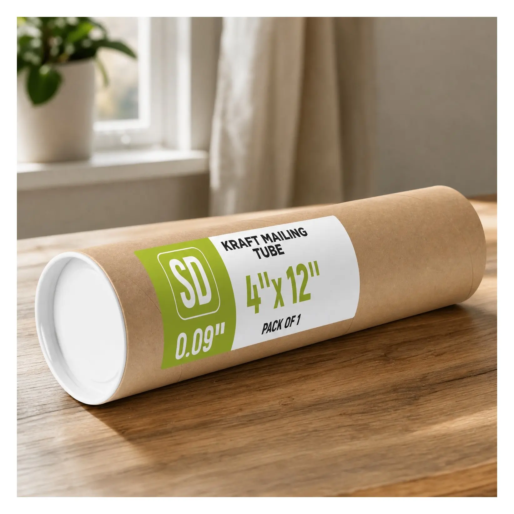 4" x 12" Made in USA Kraft Paper Mailing Tube with 2 Caps - USPS Approved Cardboard Tube for Shipping and Storing Posters, Prints, Artwork, and DocumentsGift