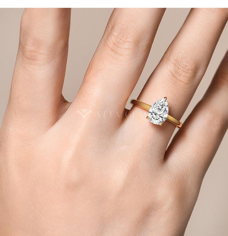 2.0CT Pear Cut Synthetic Moissanite ring Simple Style Anniversary EngagementGift Beauty Jewelry R148