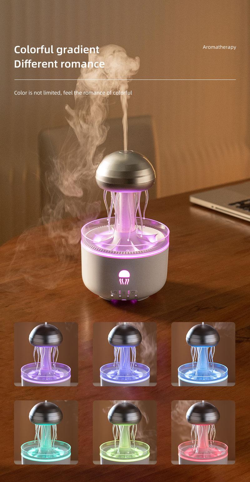mechanical jellyfish aromatherapy machine household rotating raindrop humidifier desktop colorful atmosphere light diffuser Aromatic Multifunction