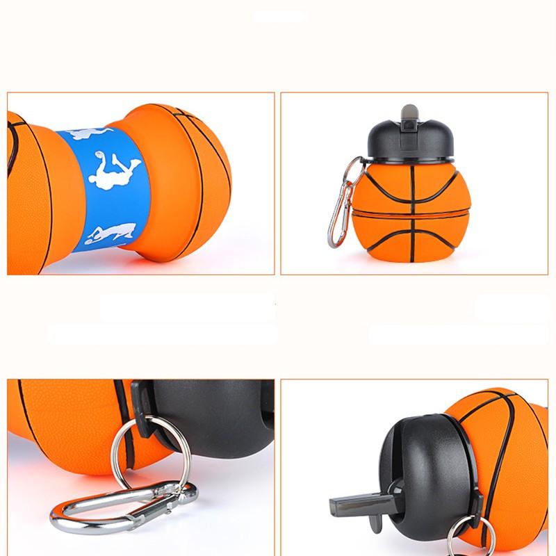 Foldable Silicone Water Bottle, Portable Leak-Proof Sports Cup, Shockproof Squeeze Football Gift, Creative Travel Mug