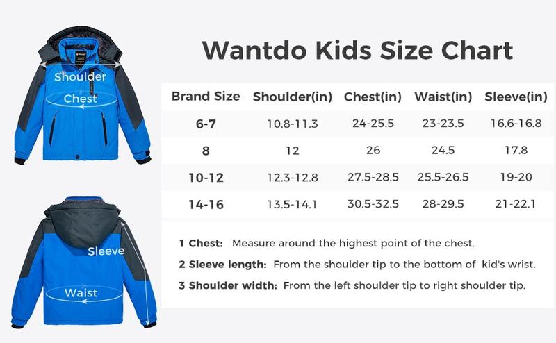Kids' Fleece Ski Jacket Waterproof Raincoats Hooded Winter Outwear