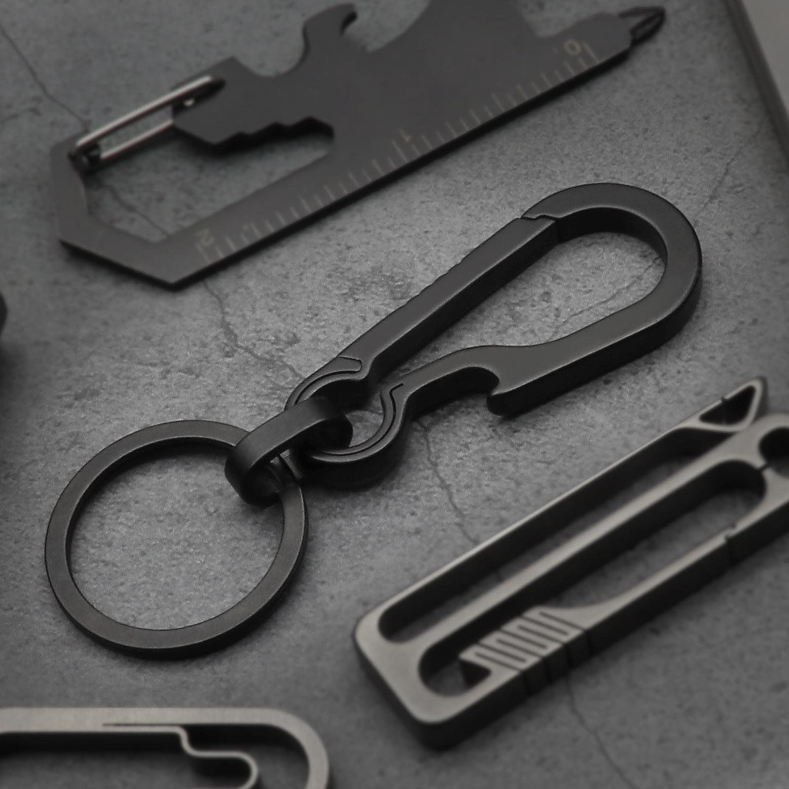 PJYTAC Titanium Keychain Carabiner for Keys Titanium Key Clip Key Rings Heavy Duty Split Keyrings Titanium