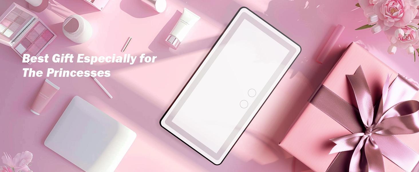 LED Car Vanity Mirror with Lights, 3 Color Modes Dimmable Travel Makeup Mirror, Built-in Battery Rechargeable Clip-on Sun Visor Mirror for Car Interior