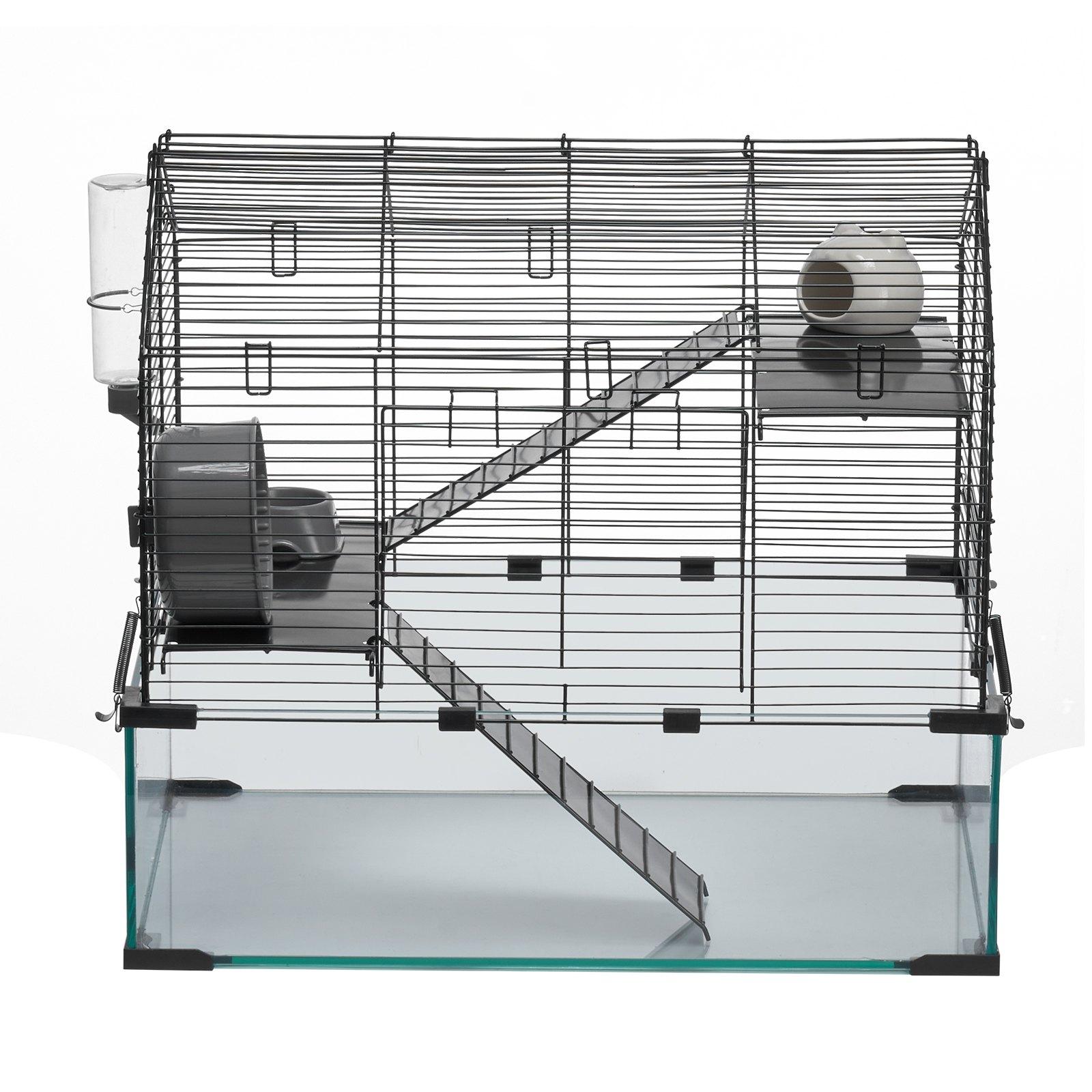 fathersdaygift  VEVOR Hamster Cage, 360 Viewing Transparent Hamster Habitats, Small Animal Cage, 22.8x 15x 21.3 in, Ventilated Pet Mouse Cages with Water Bottle, Portable Hamster House for Rats, Guinea Pigs