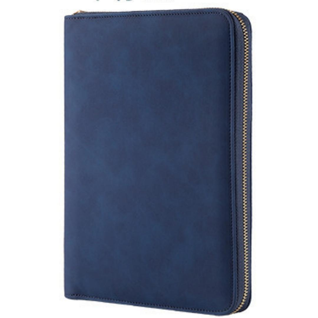 A5 PU Leather Zippered Binder Notebook, Multi-Pocket Organizer Journal, Hardcover Business Planner with Zip Closure for Work, School & Travel