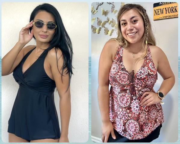 Tempt Me Women Tankini Top Only Flowy Swim Tops V Neck Bathing Suit Top