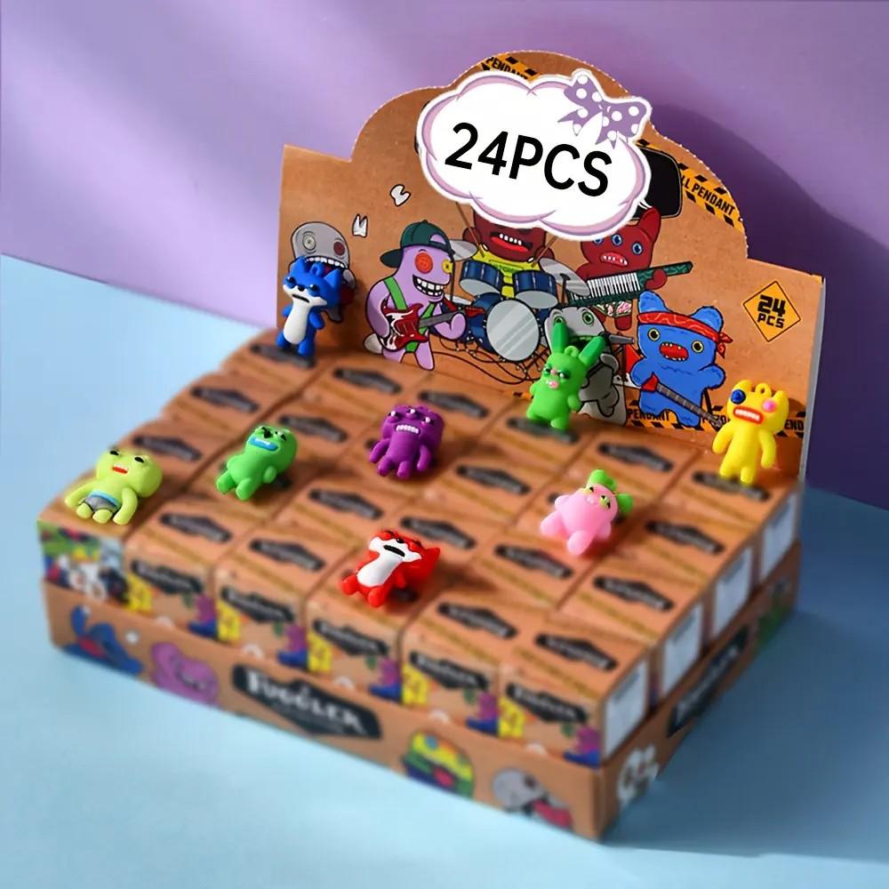 New 24-Pack Fuggler Monster Keychain Charms, Funny Student Hanging Accessories, Christmas New Year Gift Ideas, Best Present for Kids, Cool Keychains