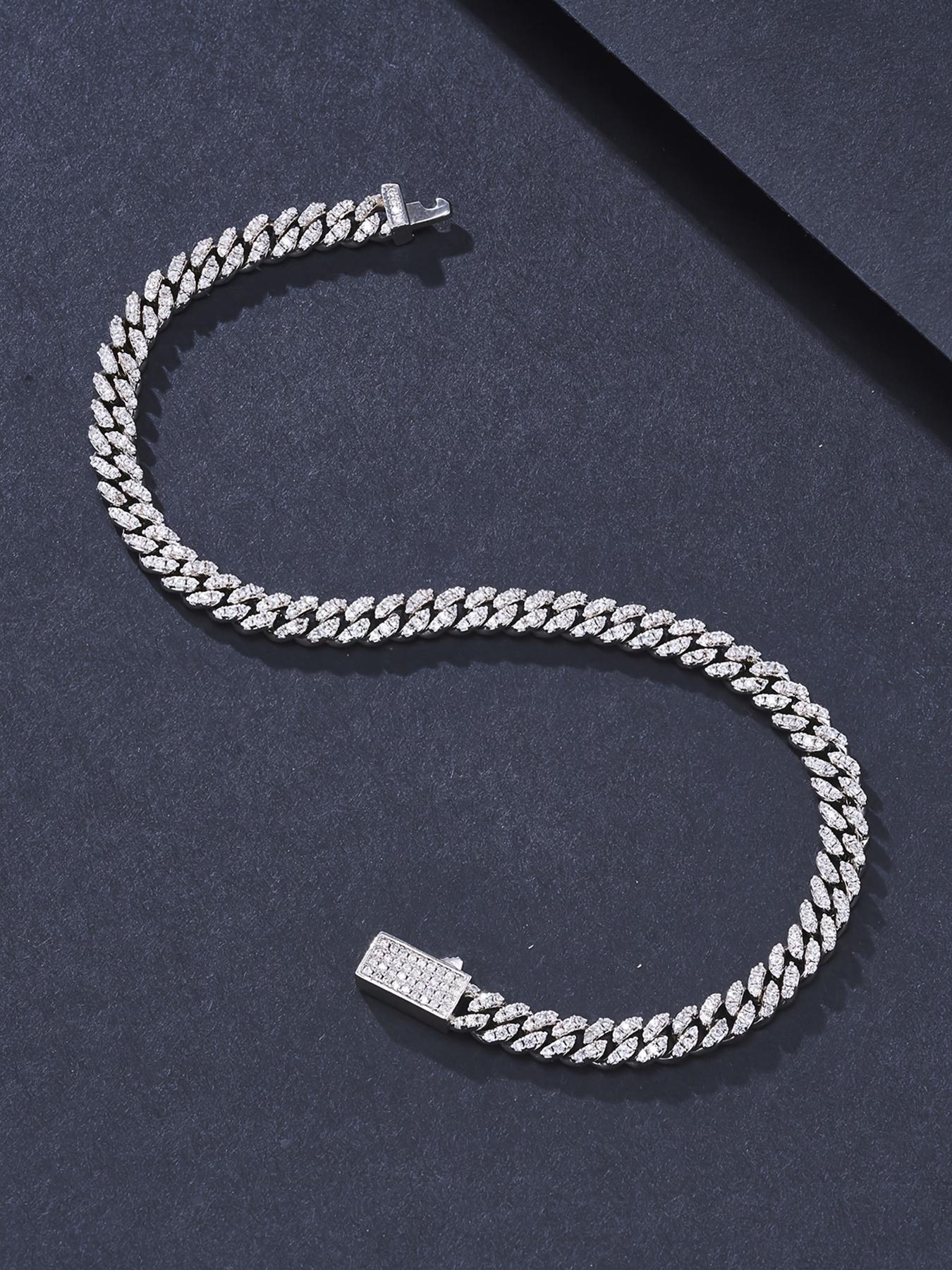 ICED CHICS 5mm Miami Cuban Link Bracelet, full of zircon hip-hop accessories, suitable for both men and women, suitable for daily wear, street casual style, a beautiful gift