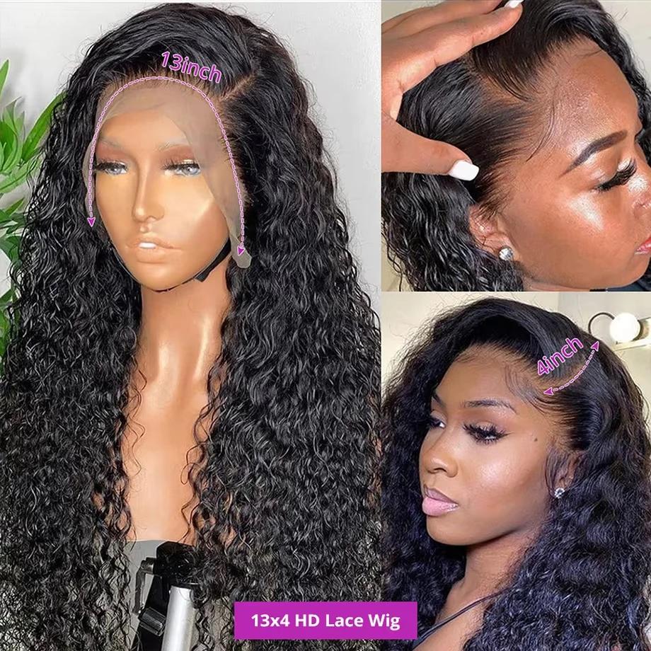 Bling Hair 13x6 Water Wave Curly Human Hair Wig 30 Inch Lace Front Wig Human Hair Deep Wave Frontal Wig Hd Lace Wigs