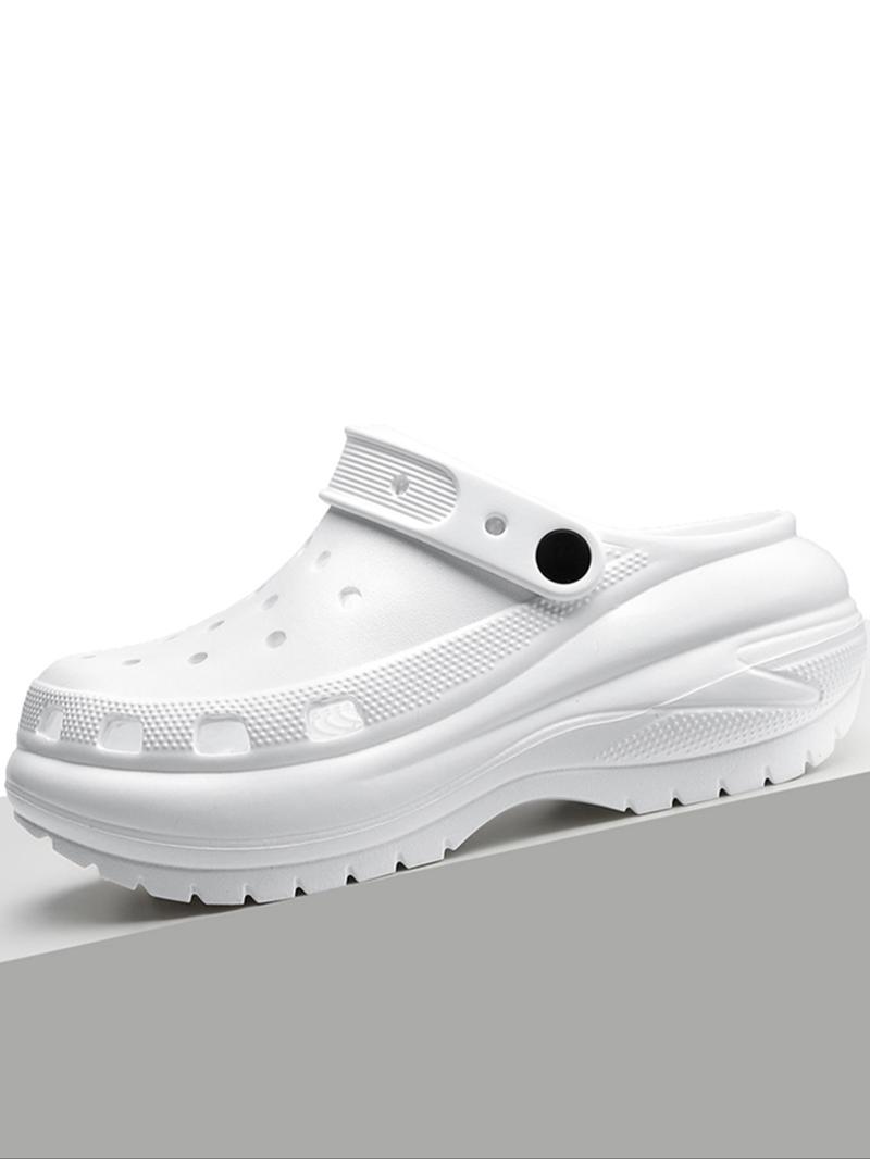 Women's Black Color Platform Slides, Casual Comfortable Home Slippers, Eva Beach Slippers, Non-slip Soft Slipper Shoes for Indoor & Outdoor Wear, Footwear