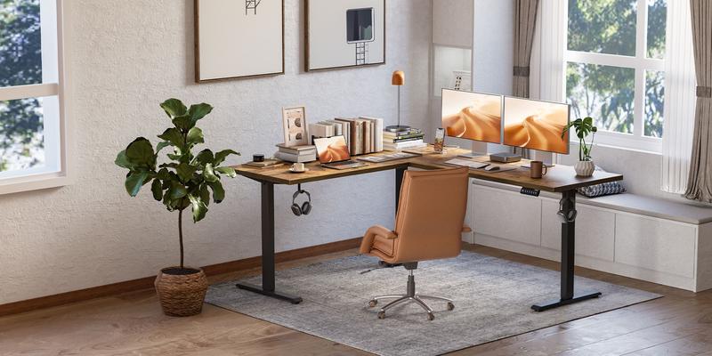 Agilestic L Shaped Standing Desk, Electric Height Adjustable Home Office Desk, Large Ergonomic Computer Desk with 3 Memory Buttons, Cable Management, Corner Desk for Home & Office Workstations Agilestic L Shaped Standing Desk, Electric Height Adjustable Home Office Desk, Large Ergonomic Computer Desk with 3 Memory Buttons, Cable Management, Corner Desk for Home & Office Workstations