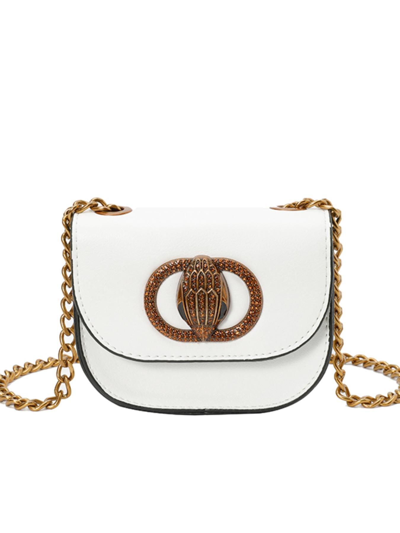 New Mini Chain Bag, Solid Color Flap Closure, Half Round Crossbody Bag, High-End Single Shoulder Fashion, Trendy Luxurious Handbag, Crescent Bag, Lightweight Crossbody Bag