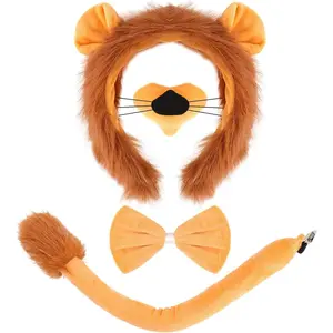 Halloween Animal Costume Accessories Lion Beast Headband Ear Tail Bow Tie Tutu for Children Kids Girls Fancy Dress Up Christmas
