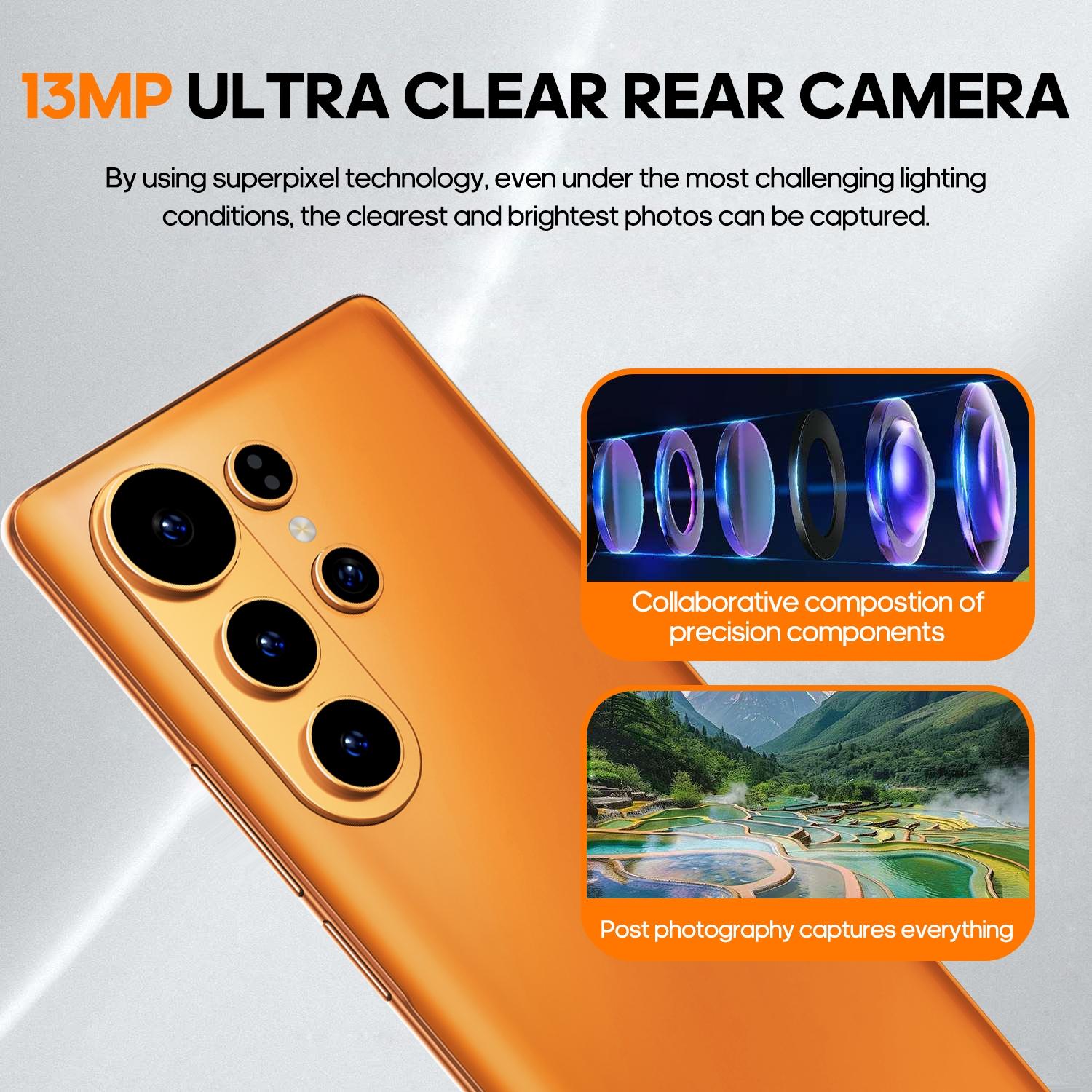 FUFFi 6.67-inch curved screen, 4G network smartphone, 4GB RAM+64GB ROM, 5MP+13MP high-definition camera, eight core processor, Android 12.0 stylish phone, 5000mAh battery, dual card dual standby, GPS