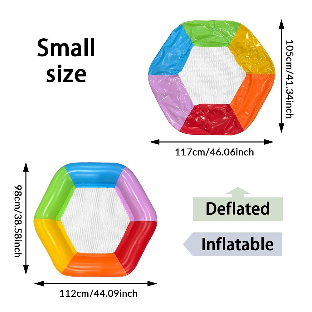 Large Hexagonal Mesh Inflatable Float Bed, 70" X 62" Summer Pool Float with Pillow, 4-In-1 Multi Purpose Inflatable Sunbathing Raft, Party Gift, Adult Double Use, Pool Floats Lounger, Pool Floater, Inflatable Water Lounger
