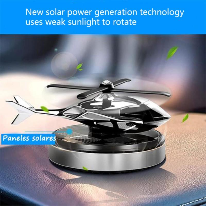 Solar-Powered Car Air Freshener, Rotating Helicopter Aromatherapy Diffuser, Aircraft Aluminum Indoor Decor, Car and Home Diffuser